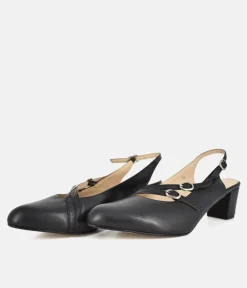 PieSanto Versatile Black Strappy Block Heels