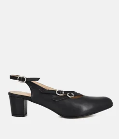 PieSanto Versatile Black Strappy Block Heels