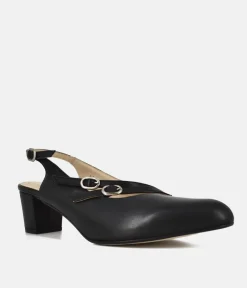 PieSanto Versatile Black Strappy Block Heels