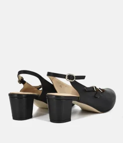 PieSanto Versatile Black Strappy Block Heels