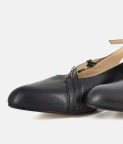 PieSanto Versatile Black Strappy Block Heels