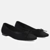 Plush Black Suede Bow Tie Ballet Flats