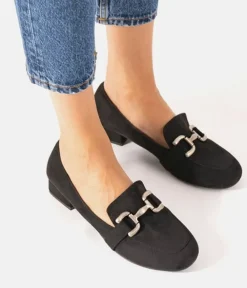 Plush Black Suedette Loafers