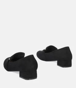 Plush Black Suedette Loafers