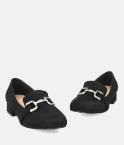 Plush Black Suedette Loafers
