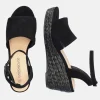 Plush Black Suedette Wedge Sandals