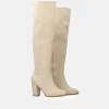 Plush Cream Suede Knee High Long Boots