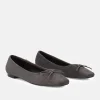 Plush Grey Suede Bow Tie Ballet Flats