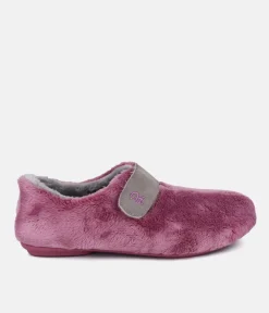 Plush Pink Velcro Strap Slippers
