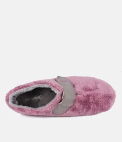 Plush Pink Velcro Strap Slippers