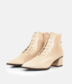 Premium Beige Laced Ankle Boots