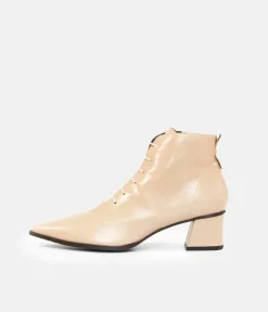 Premium Beige Laced Ankle Boots