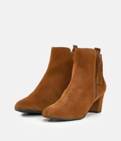 Premium Cognac Suede Ankle Boots