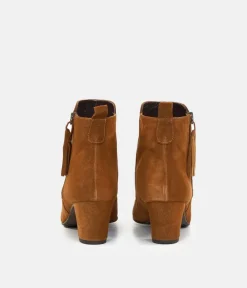 Premium Cognac Suede Ankle Boots
