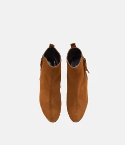 Premium Cognac Suede Ankle Boots