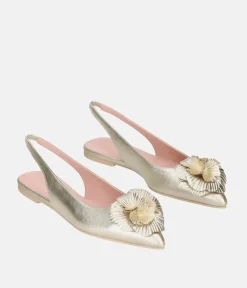 Pretty Ballerina Luxurious Gold Slingbacks