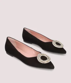 Pretty Ballerina Plush Black Velvet Flats