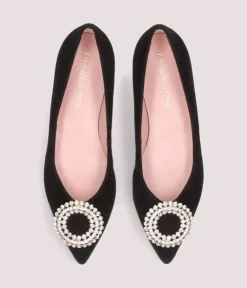 Pretty Ballerina Plush Black Velvet Flats