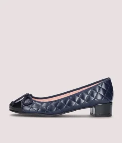 Pretty Ballerinas Chic Quilted Navy Mid Heels