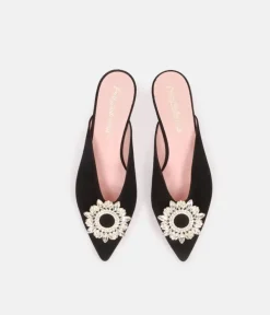 Pretty Ballerinas Plush Black Velvet Mule