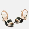 Pretty Black/Cream Block Heel Sandals