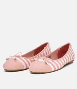 Pretty Candy Pink/White Stripe Ballerinas