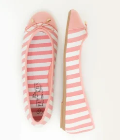 Pretty Candy Pink/White Stripe Ballerinas