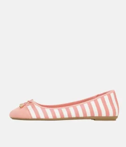 Pretty Candy Pink/White Stripe Ballerinas