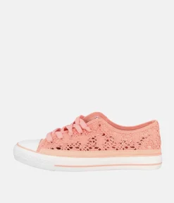 Pretty Coral Crochet Low Top Trainers