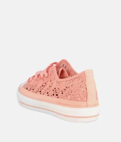 Pretty Coral Crochet Low Top Trainers