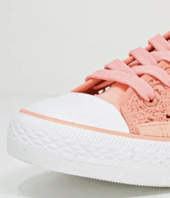 Pretty Coral Crochet Low Top Trainers