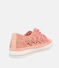 Pretty Coral Crochet Low Top Trainers