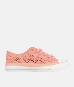 Pretty Coral Crochet Low Top Trainers