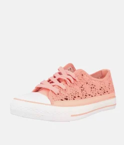Pretty Coral Crochet Low Top Trainers