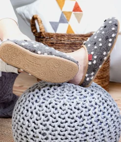 Pretty Grey Dotty Slippers