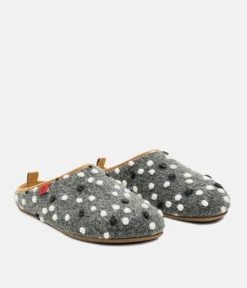 Pretty Grey Dotty Slippers