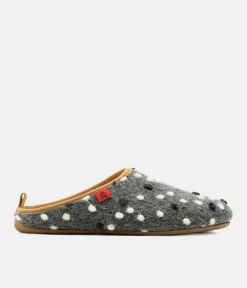 Pretty Grey Dotty Slippers