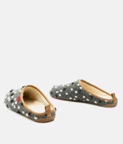 Pretty Grey Dotty Slippers