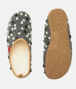 Pretty Grey Dotty Slippers
