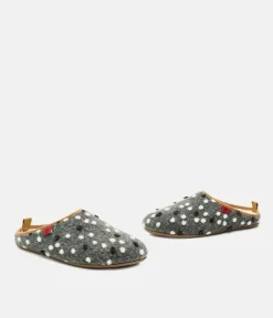 Pretty Grey Dotty Slippers