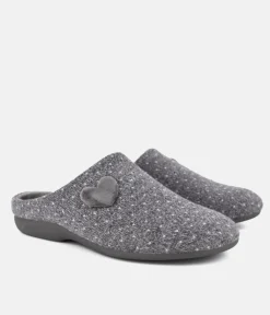Pretty Grey Loveheart Slippers