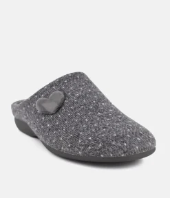 Pretty Grey Loveheart Slippers