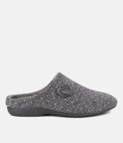 Pretty Grey Loveheart Slippers