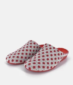 Pretty Grey/Red Dot Slippers