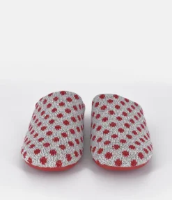 Pretty Grey/Red Dot Slippers
