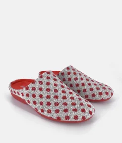 Pretty Grey/Red Dot Slippers