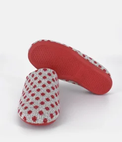 Pretty Grey/Red Dot Slippers