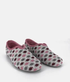 Pretty Light Grey/Pink Multi Dot Slippers