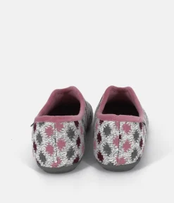 Pretty Light Grey/Pink Multi Dot Slippers