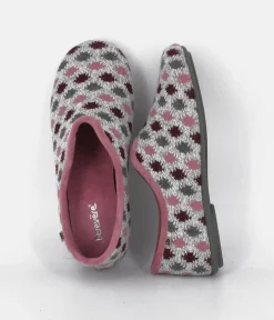 Pretty Light Grey/Pink Multi Dot Slippers